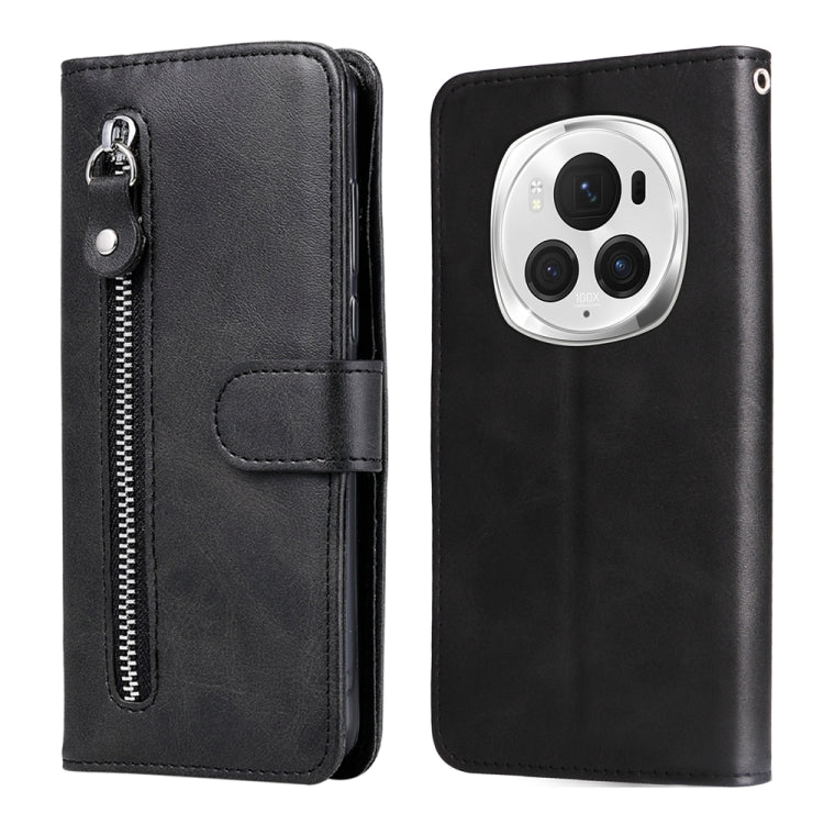 For Honor Magic6 Pro Fashion Calf Texture Zipper Leather Phone Case(Black)