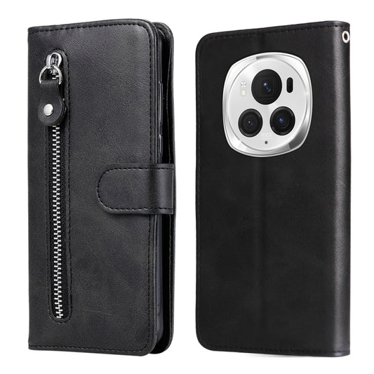 For Honor Magic6 Pro Fashion Calf Texture Zipper Leather Phone Case(Black)