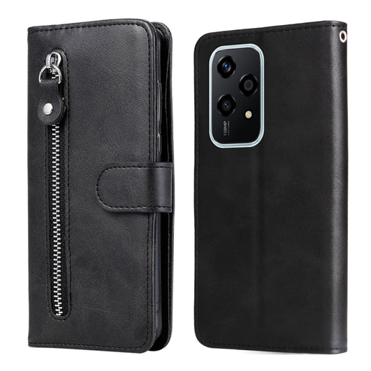 For Honor 200 Lite 5G Global Fashion Calf Texture Zipper Leather Phone Case(Black)