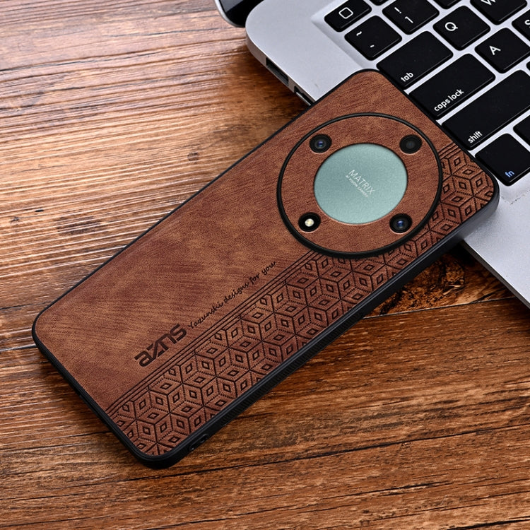 For Honor X9b AZNS 3D Embossed Skin Feel Phone Case(Brown)