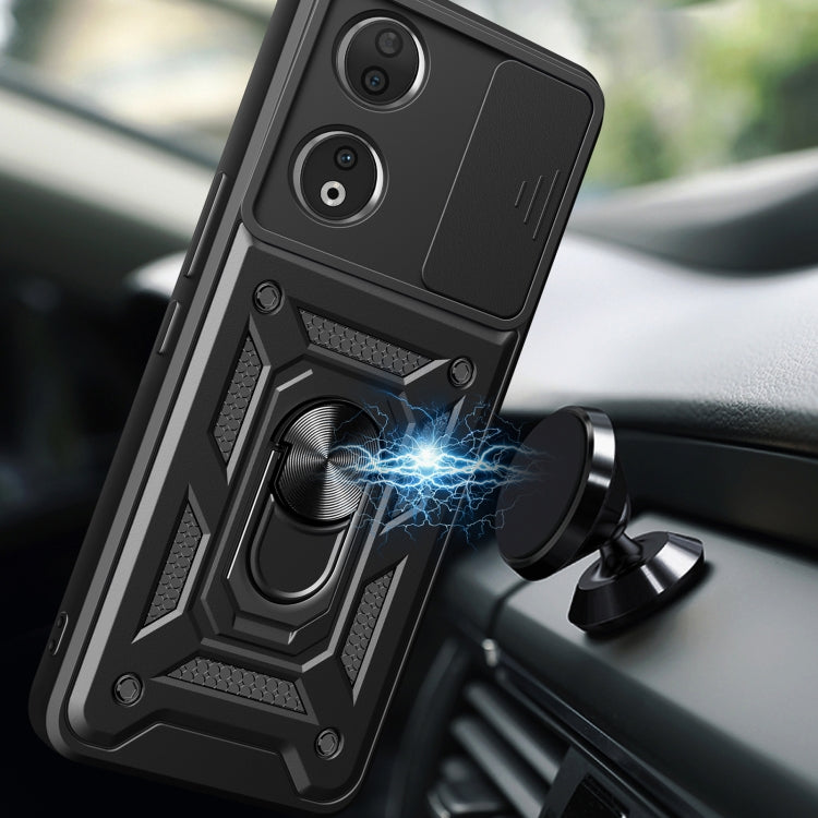 For Honor 90 5G Sliding Camera Cover Design TPU+PC Phone Case(Black)