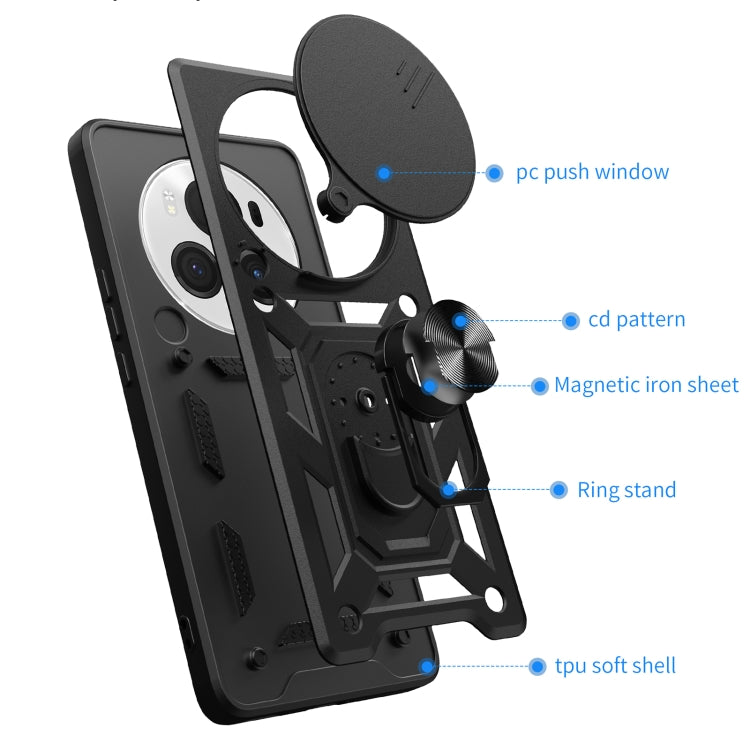 For Honor Magic6 Pro Sliding Camera Cover Design TPU+PC Phone Case(Blue)