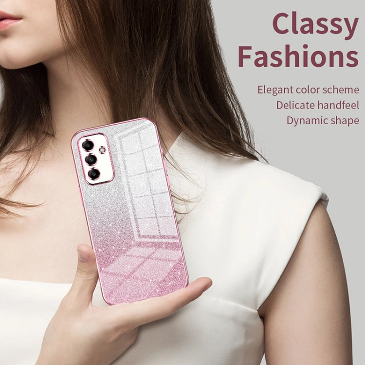 For Samsung Galaxy S24 5G Gradient Glitter Powder Electroplated Phone Case(Silver)