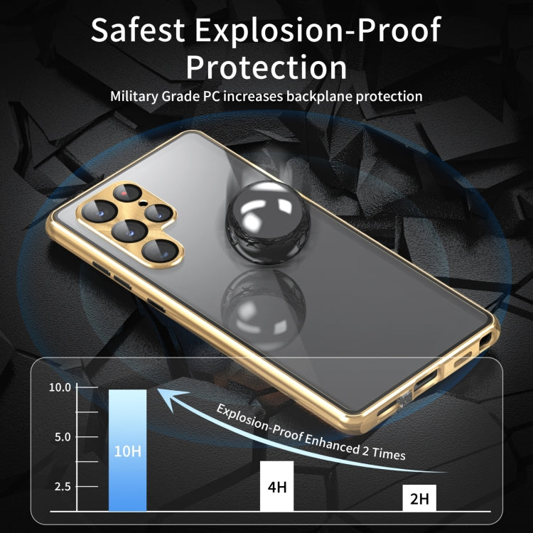 For Samsung Galaxy S24 5G Privacy Full Cover Magnetic Metal Tempered Glass Phone Case(Black)