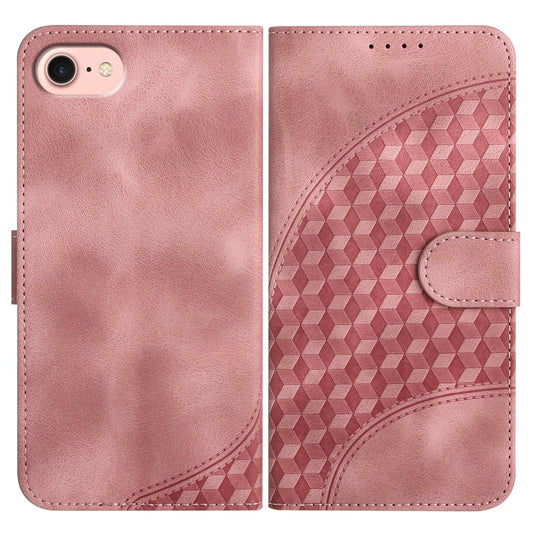 For iPhone 16e YX0060 Elephant Head Embossed Phone Leather Case with Lanyard(Pink)