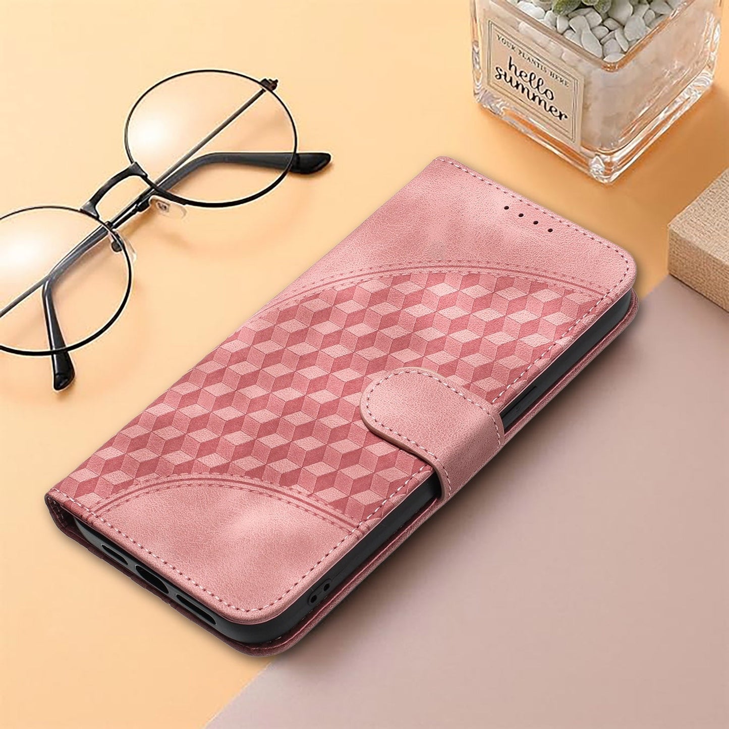 For iPhone 16e YX0060 Elephant Head Embossed Phone Leather Case with Lanyard(Pink)