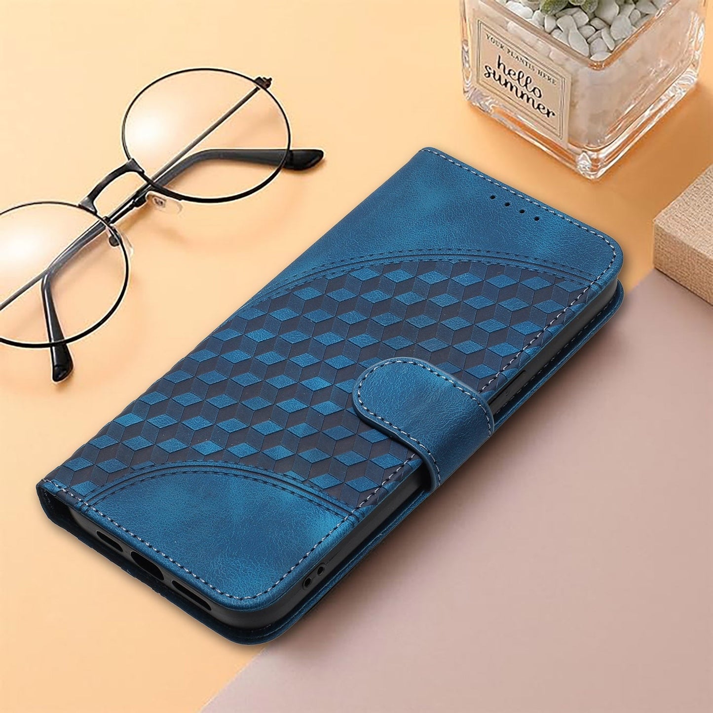 For iPhone 16e YX0060 Elephant Head Embossed Phone Leather Case with Lanyard(Royal Blue)