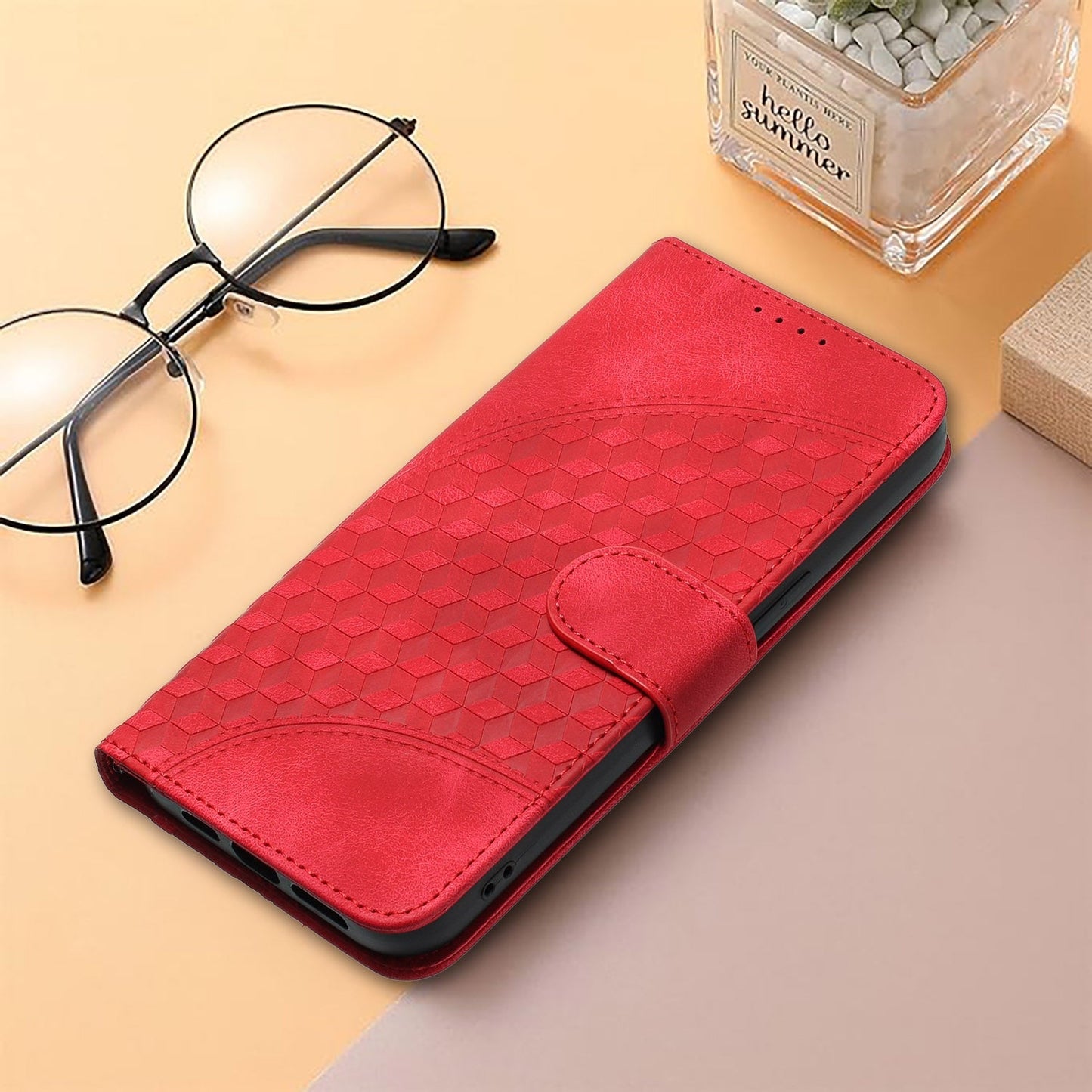 For iPhone 16e YX0060 Elephant Head Embossed Phone Leather Case with Lanyard(Red)