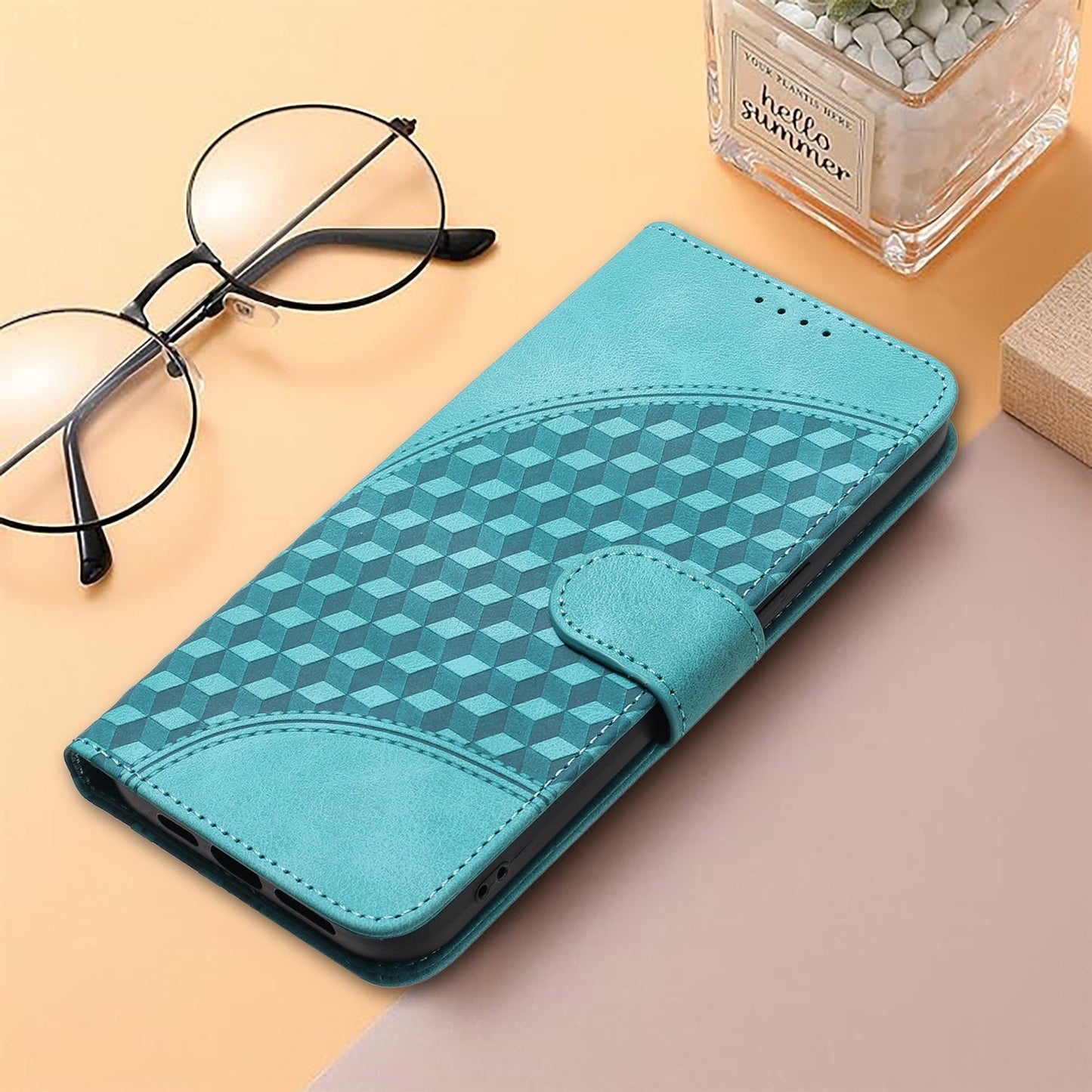 For iPhone 16e YX0060 Elephant Head Embossed Phone Leather Case with Lanyard(Light Blue)