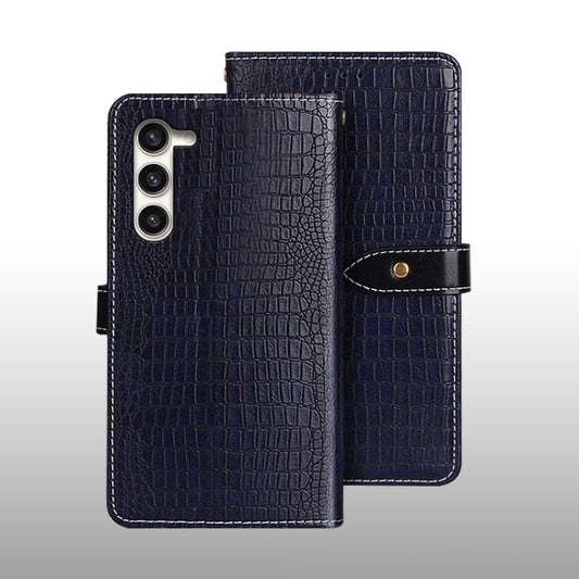 For Samsung Galaxy S24 5G idewei Crocodile Texture Leather Phone Case(Dark Blue)