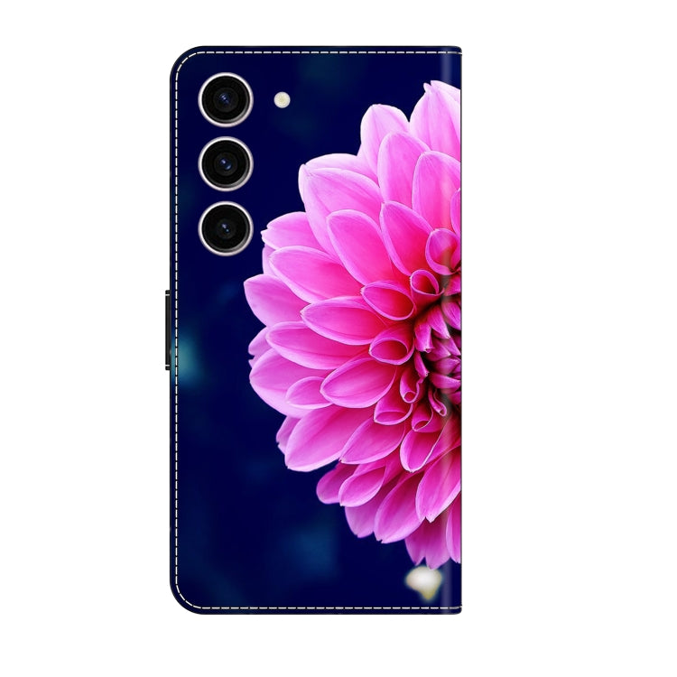 For Samsung Galaxy S24 5G Crystal 3D Shockproof Protective Leather Phone Case(Pink Petals)