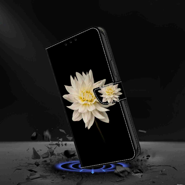 For Samsung Galaxy S24 5G Crystal 3D Shockproof Protective Leather Phone Case(White Flower)