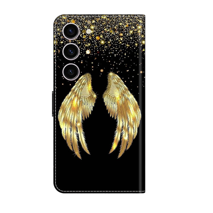 For Samsung Galaxy S24 5G Crystal 3D Shockproof Protective Leather Phone Case(Golden Wings)