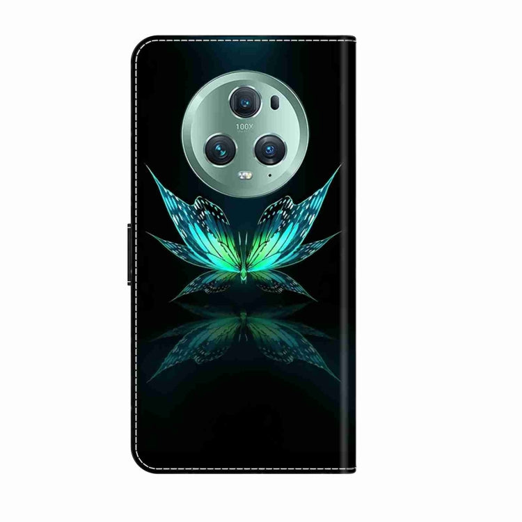 For Honor Magic5 Pro Crystal 3D Shockproof Protective Leather Phone Case(Reflection Dutterfly)