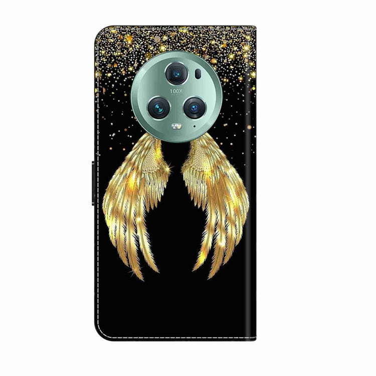 For Honor Magic5 Pro Crystal 3D Shockproof Protective Leather Phone Case(Golden Wings)