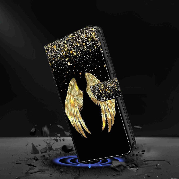 For Honor Magic5 Pro Crystal 3D Shockproof Protective Leather Phone Case(Golden Wings)