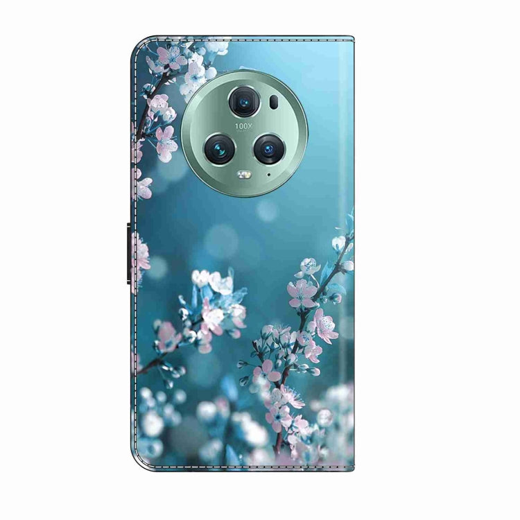 For Honor Magic5 Pro Crystal 3D Shockproof Protective Leather Phone Case(Plum Flower)