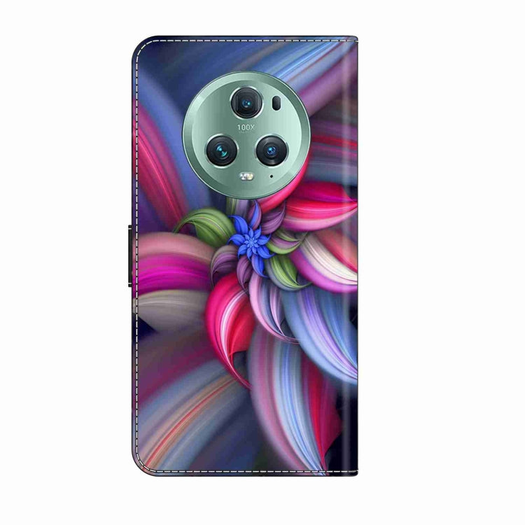 For Honor Magic5 Pro Crystal 3D Shockproof Protective Leather Phone Case(Colorful Flower)