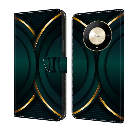 For Honor Magic6 Lite Crystal 3D Shockproof Protective Leather Phone Case(Gold Outline)