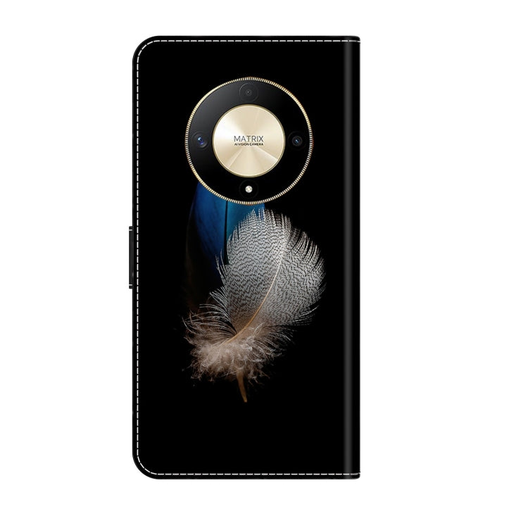 For Honor Magic6 Lite Crystal 3D Shockproof Protective Leather Phone Case(Two Branches)