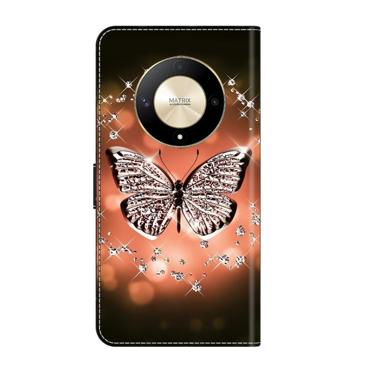 For Honor Magic6 Lite Crystal 3D Shockproof Protective Leather Phone Case(Crystal Butterfly)