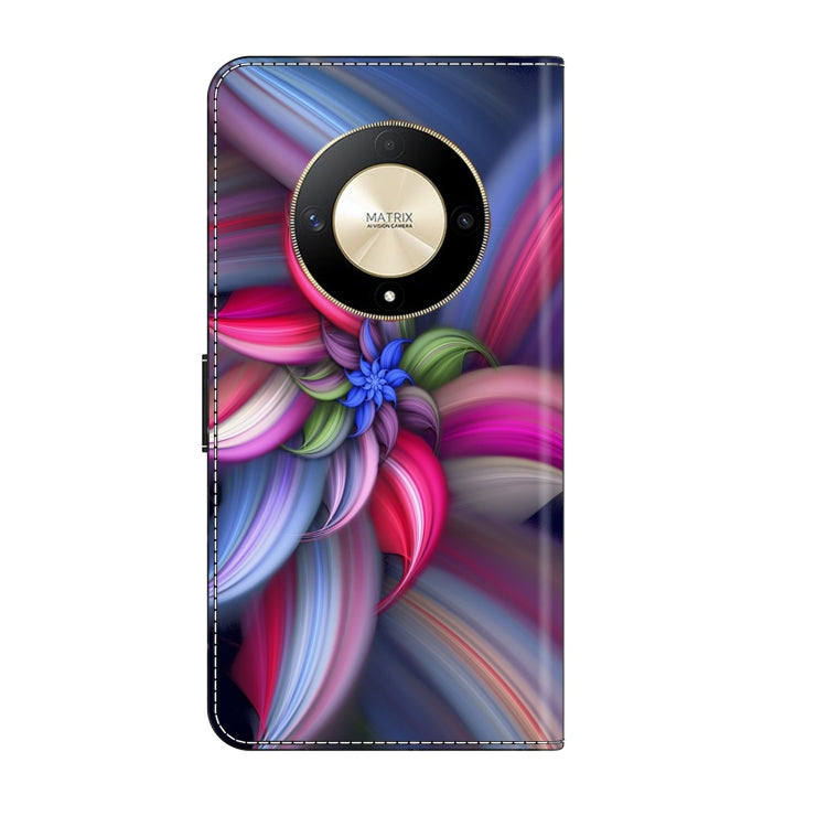 For Honor Magic6 Lite Crystal 3D Shockproof Protective Leather Phone Case(Colorful Flower)