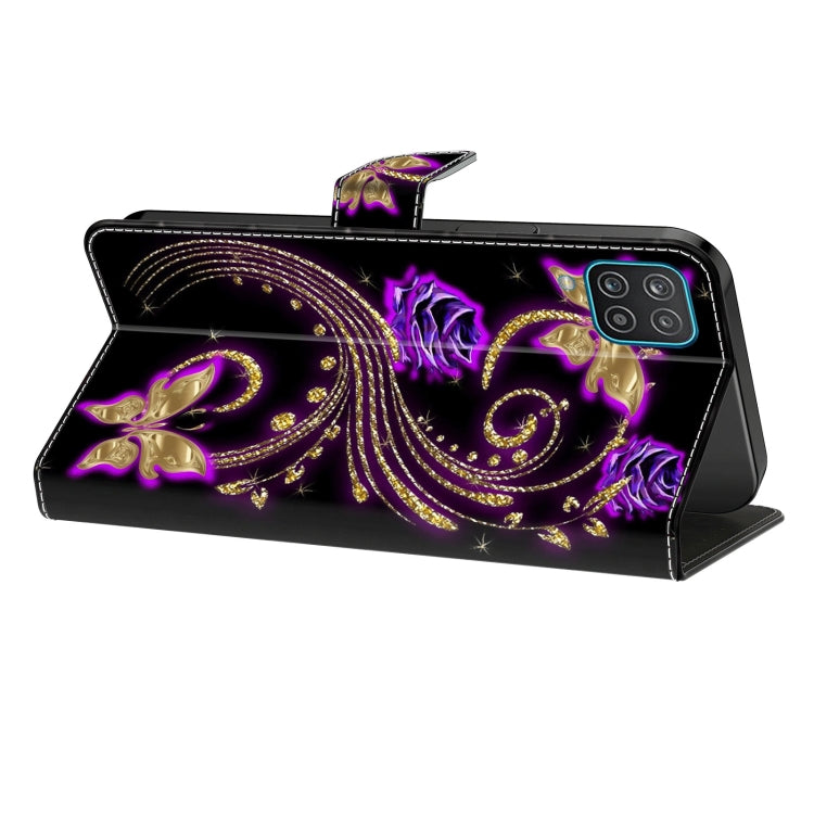 For Honor Magic6 Lite Crystal 3D Shockproof Protective Leather Phone Case(Purple Flower Butterfly)