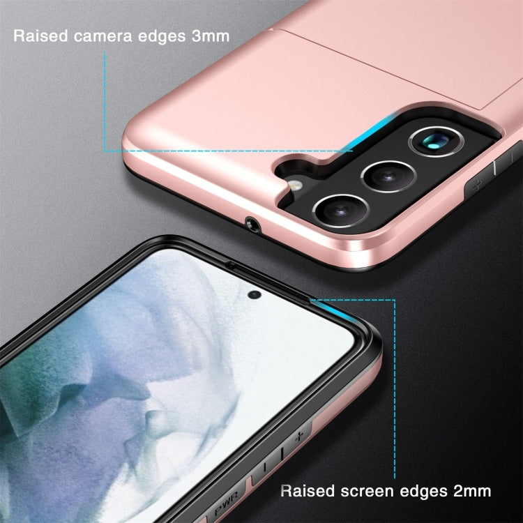 For Samsung Galaxy S24 5G Shockproof Armor Phone Case with Card Slot(Rose Gold)