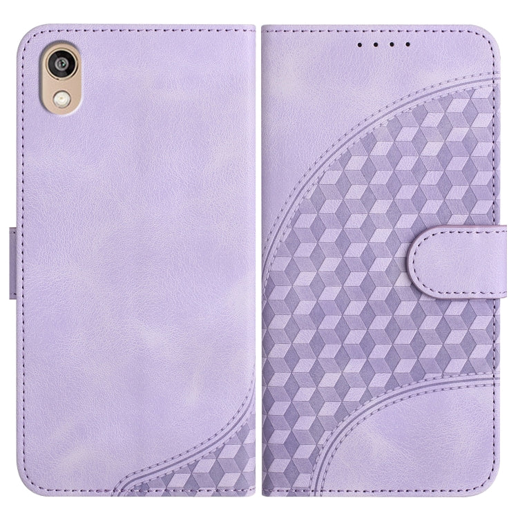For Honor 8S YX0060 Elephant Head Embossed Phone Leather Case with Lanyard(Light Purple)