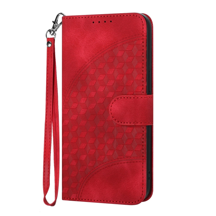 For Honor 70 YX0060 Elephant Head Embossed Phone Leather Case with Lanyard(Red)