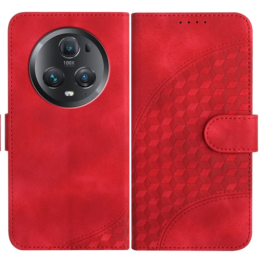 For Honor Magic5 Pro YX0060 Elephant Head Embossed Phone Leather Case with Lanyard(Red)