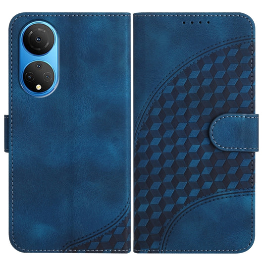 For Honor X7/Play 30 Plus YX0060 Elephant Head Embossed Phone Leather Case with Lanyard(Royal Blue)