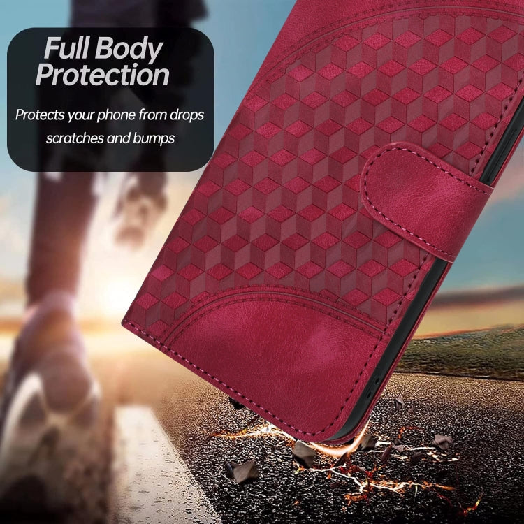 For Honor X9a YX0060 Elephant Head Embossed Phone Leather Case with Lanyard(Rose Red)