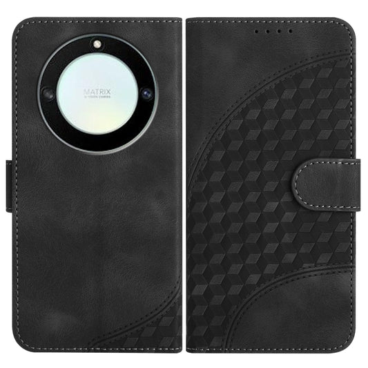 For Honor X40 5G/X9a 5G/Magic5 Lite YX0060 Elephant Head Embossed Phone Leather Case with Lanyard(Black)