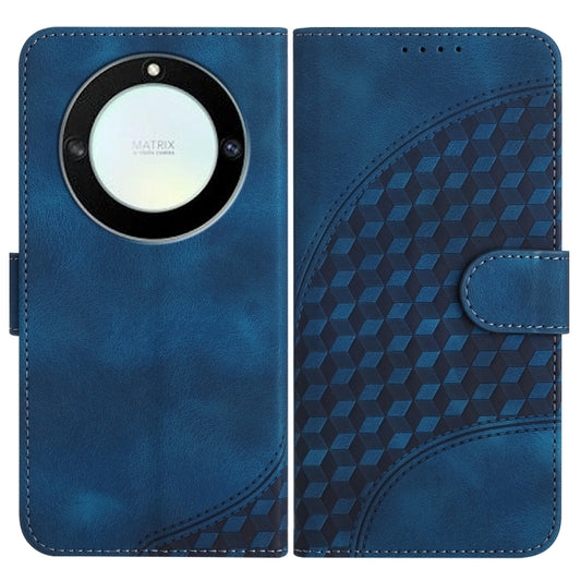 For Honor X40 5G/X9a 5G/Magic5 Lite YX0060 Elephant Head Embossed Phone Leather Case with Lanyard(Royal Blue)