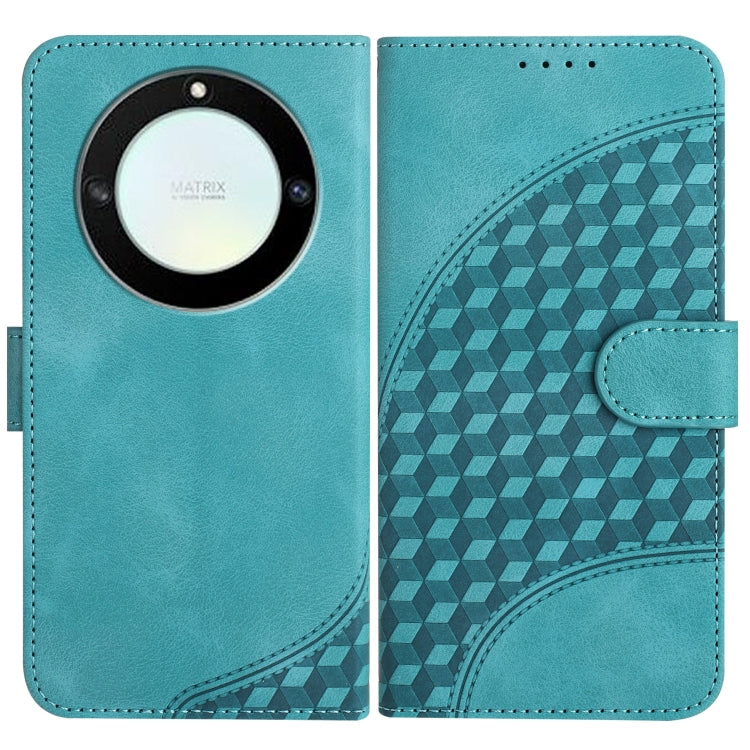 For Honor X40 5G/X9a 5G/Magic5 Lite YX0060 Elephant Head Embossed Phone Leather Case with Lanyard(Light Blue)