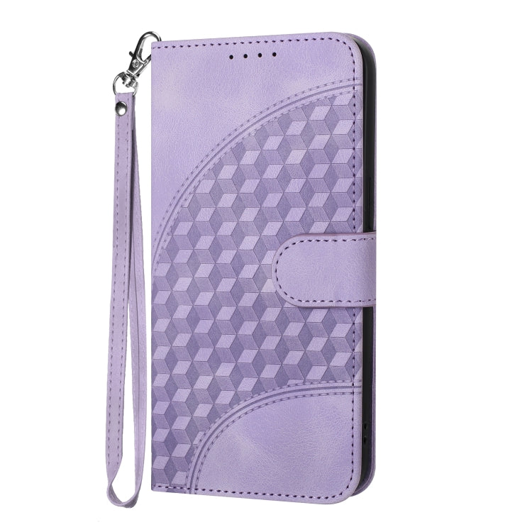 For Honor X50i 5G/90 Lite YX0060 Elephant Head Embossed Phone Leather Case with Lanyard(Light Purple)