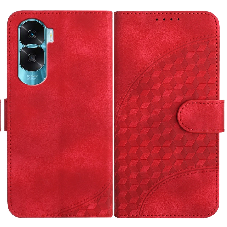 For Honor X50i 5G/90 Lite YX0060 Elephant Head Embossed Phone Leather Case with Lanyard(Red)