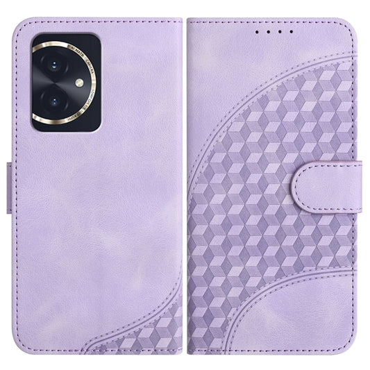 For Honor 100 YX0060 Elephant Head Embossed Phone Leather Case with Lanyard(Light Purple)