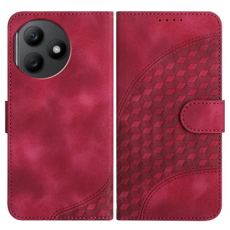 For Honor X50i+ YX0060 Elephant Head Embossed Phone Leather Case with Lanyard(Rose Red)