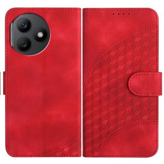 For Honor X50i+ YX0060 Elephant Head Embossed Phone Leather Case with Lanyard(Red)