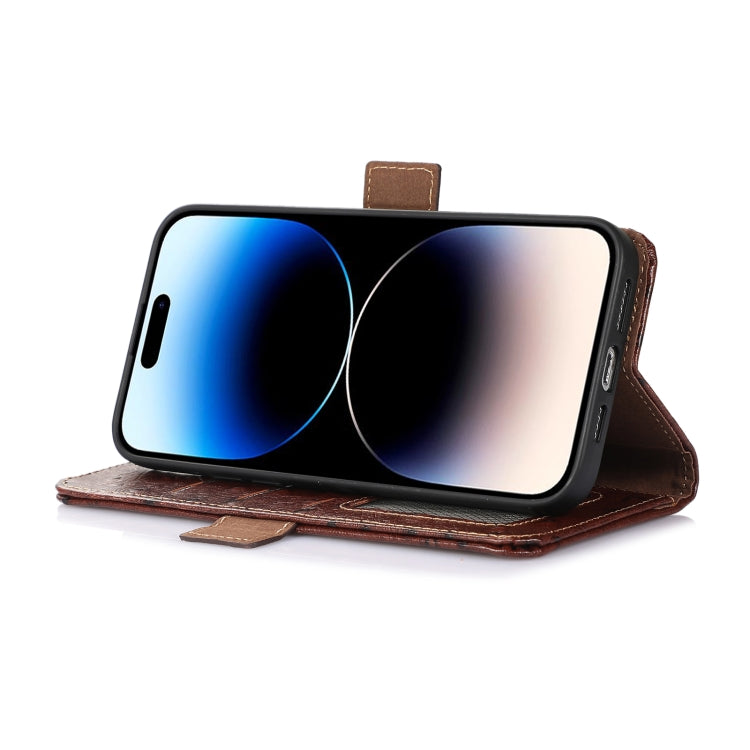For Honor 100 5G Ostrich Pattern Genuine Leather RFID Phone Case(Coffee)
