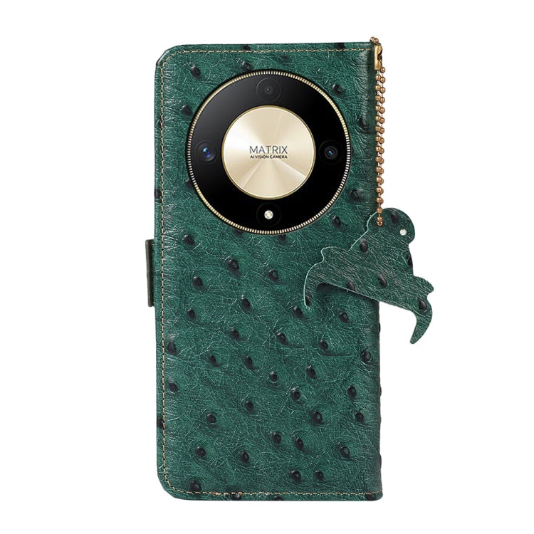For Honor Magic6 Lite / X50 / X9b Ostrich Pattern Genuine Leather RFID Phone Case(Green)