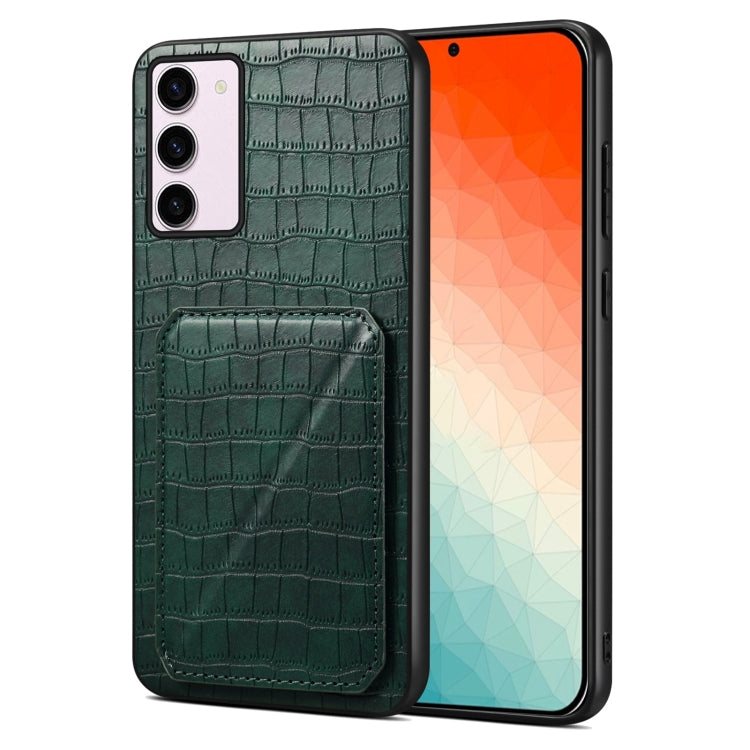 For Samsung Galaxy S24 5G Denior Imitation Crocodile Leather Back Phone Case with Holder(Green)