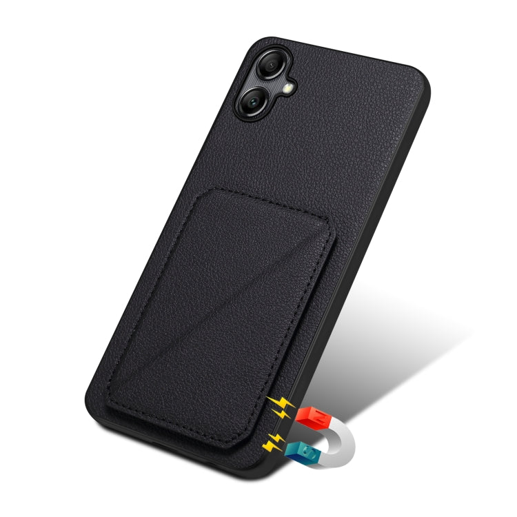 For Samsung Galaxy S24 5G Denior Imitation Calf Leather Back Phone Case with Holder(Black)