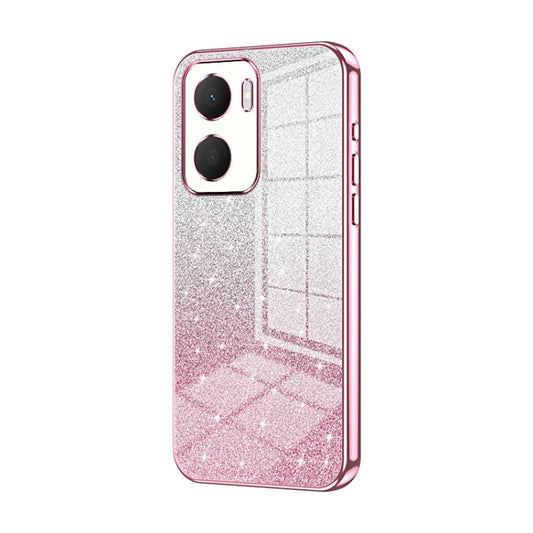 For Honor Play 40 Plus Gradient Glitter Powder Electroplated Phone Case(Pink)