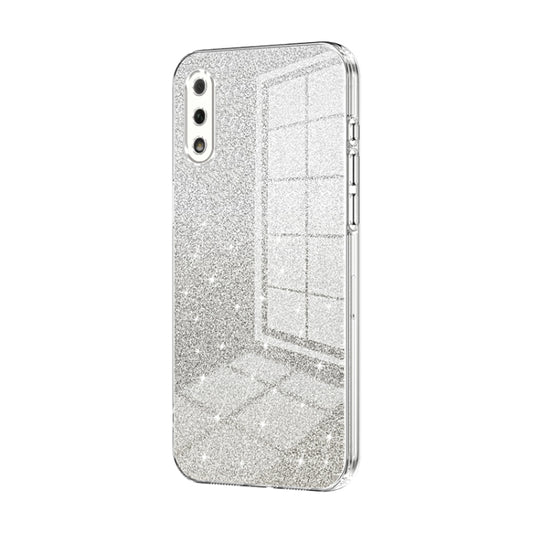 For Honor 9X Gradient Glitter Powder Electroplated Phone Case(Transparent)
