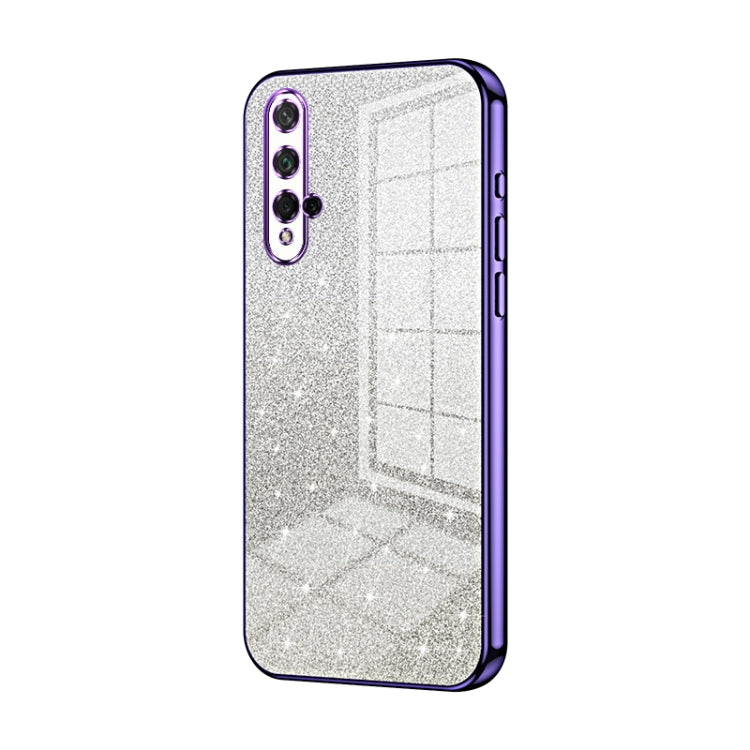 For Honor 20 / 20S / nova 5T Gradient Glitter Powder Electroplated Phone Case(Purple)
