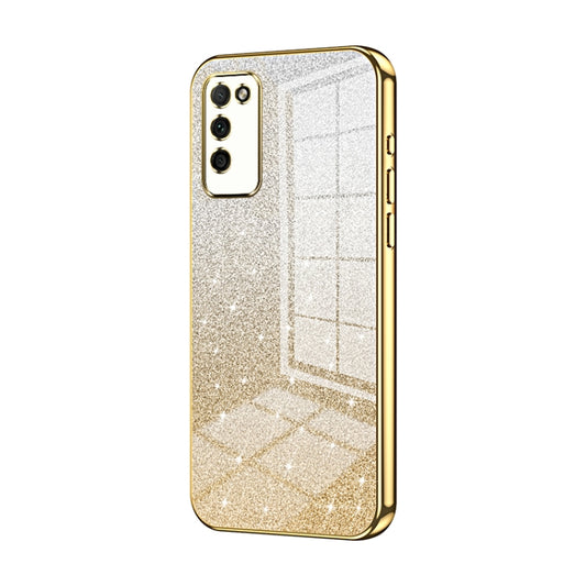 For Honor 30 Youth Gradient Glitter Powder Electroplated Phone Case(Gold)
