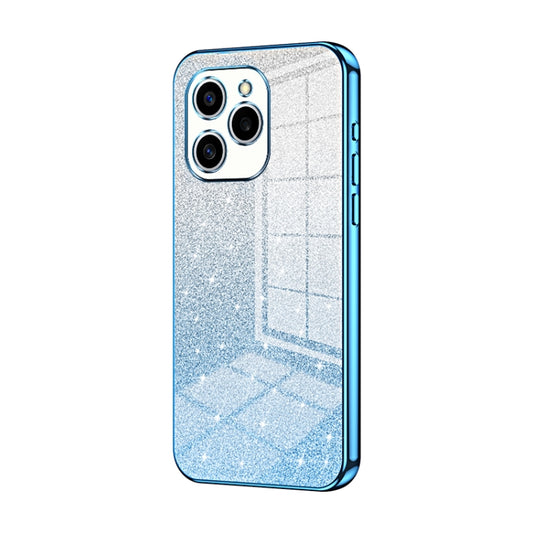 For Honor 60 SE Gradient Glitter Powder Electroplated Phone Case(Blue)